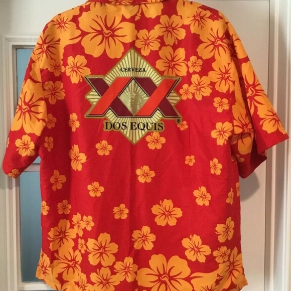 Dos Equis XX Cerveza Beer L Hawaiian Shirt Men's - Picture 2 of 8
